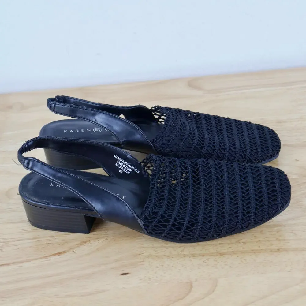 Vintage Size 8 Heels Slingback Woven Mesh Shoes Y2K Day Heel Fisherman Minimal